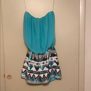 Fashionomics turquoise and sequin romper